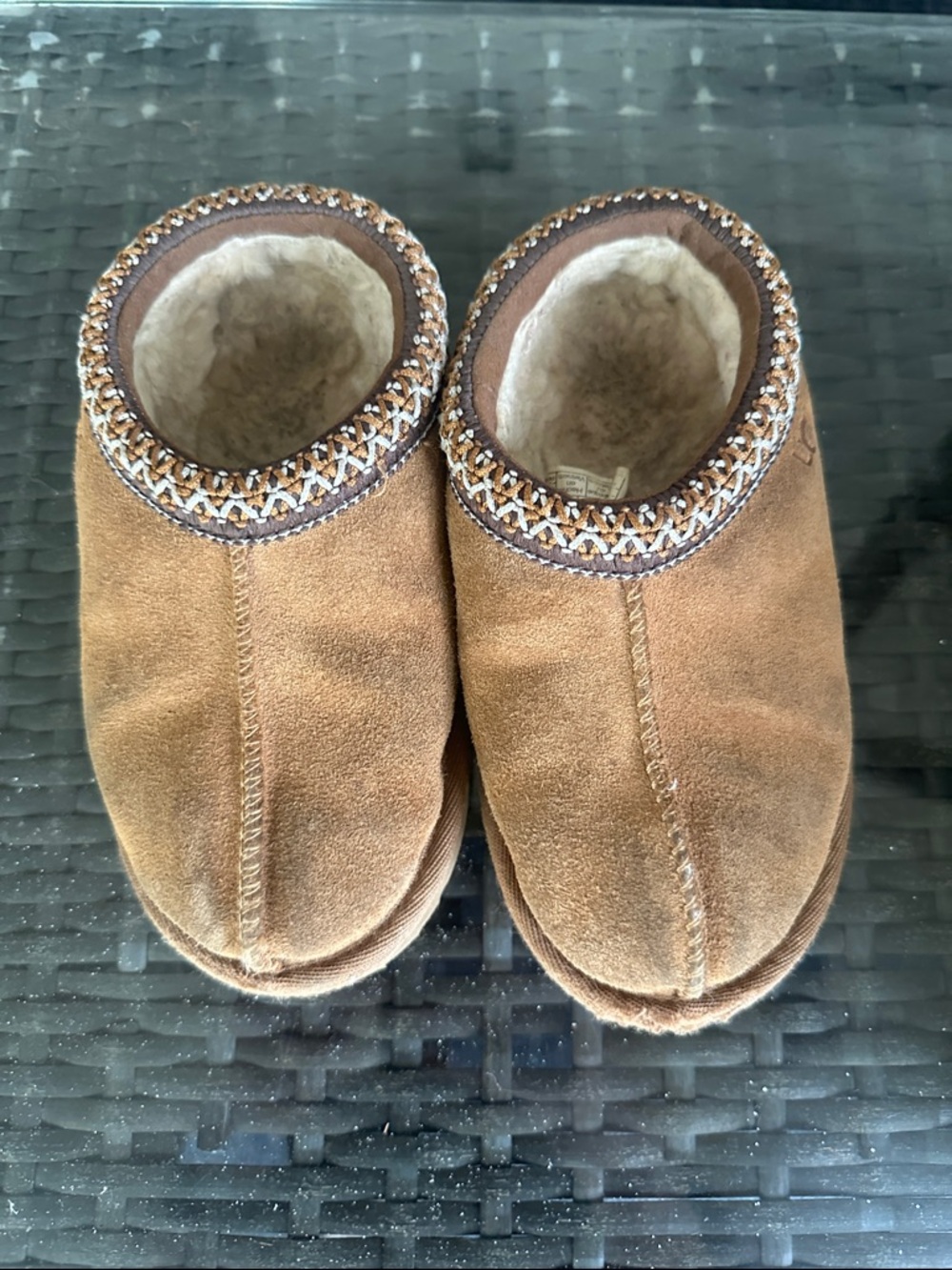 UGG Kids Chestnut Suede Fleece-Lined Slip-Ons